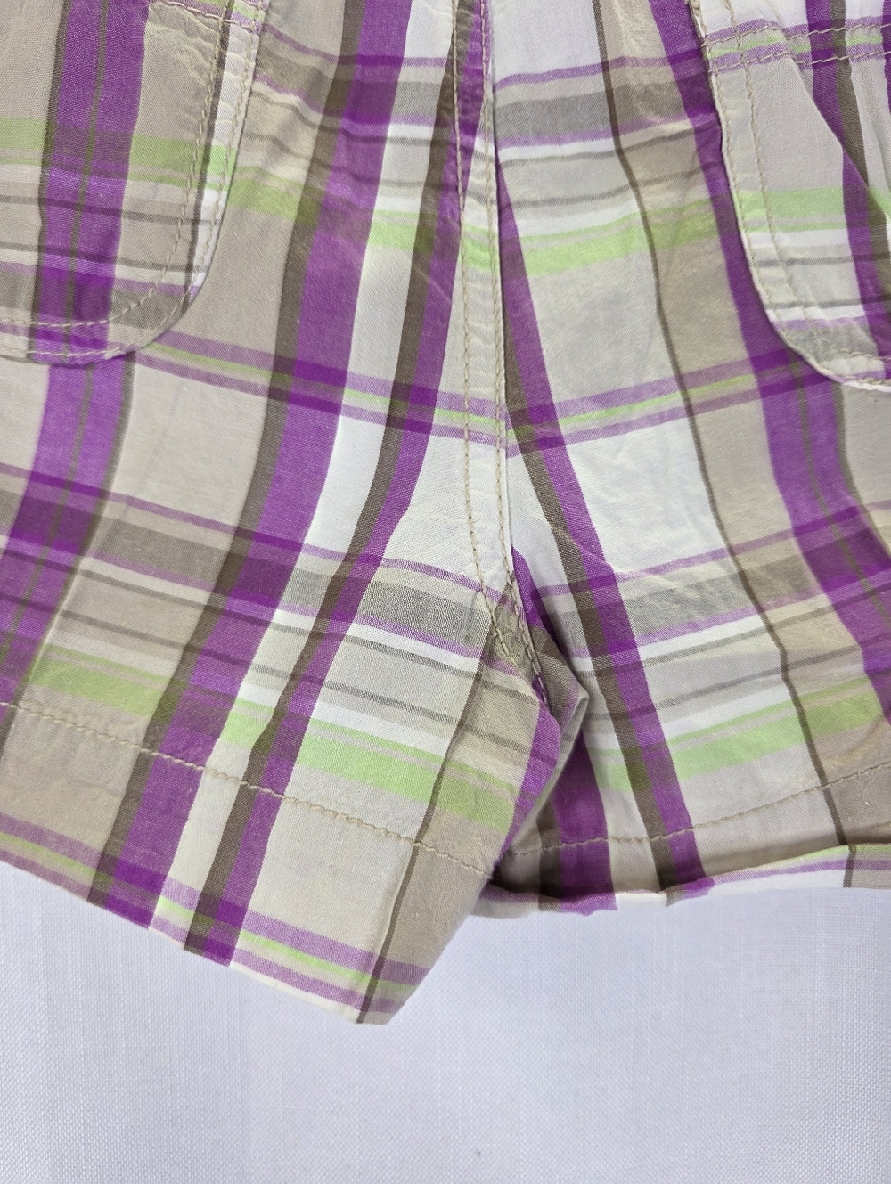 SO Y2k Vintage Low Rise Preppy Plaid Mini Shorts Pink Green Size 9 Juniors 2000s - Picture 11 of 13